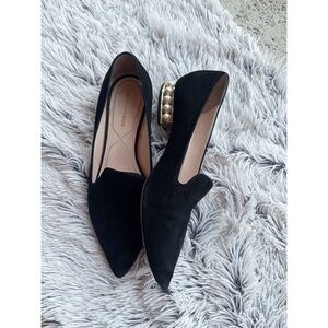 Nicholas Kirkwood Cassati Black Suede Pearl Inset Pointed Loafers‎